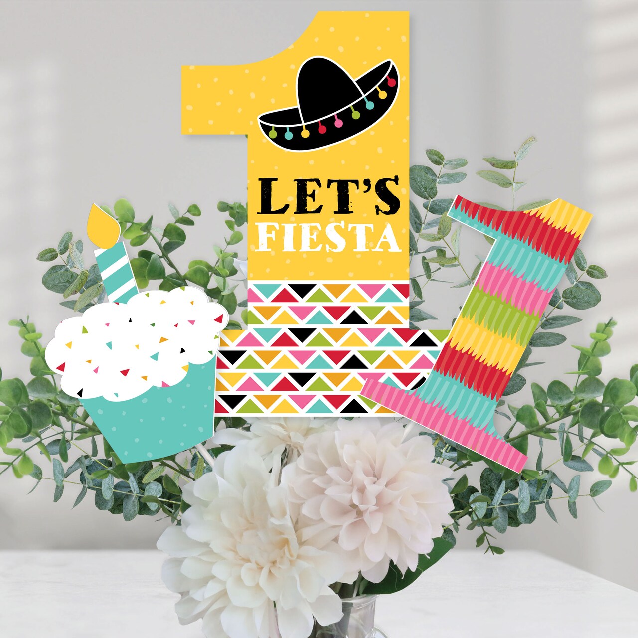 Big Dot of Happiness 1st Birthday Let's Fiesta - Fiesta First Birthday Party Centerpiece Sticks - Table Toppers - Set of 15